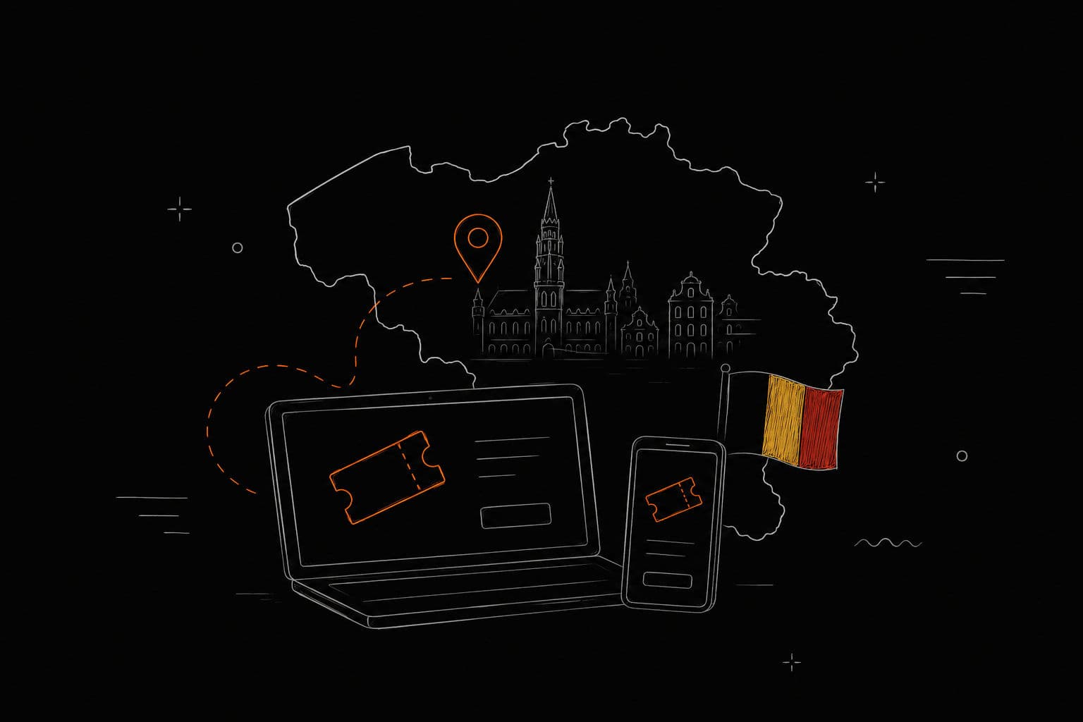 A concert venue in Belgium with tickets being scanned at the door