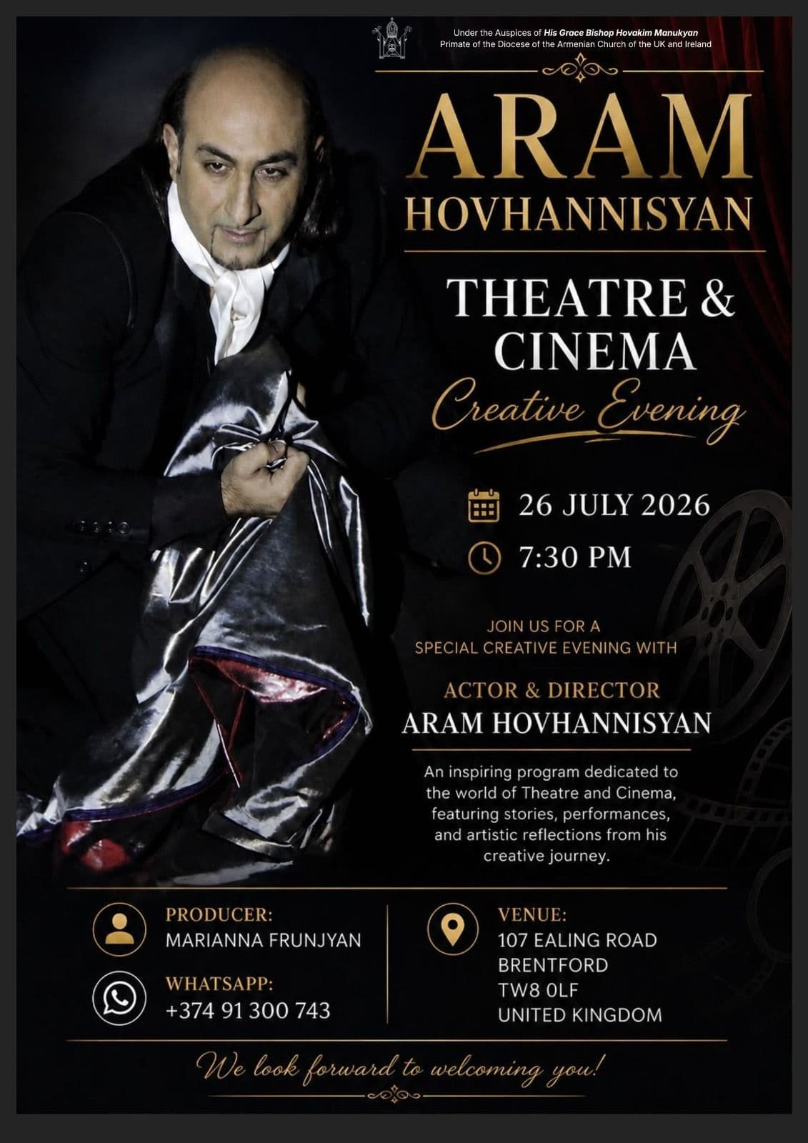 Aram Hovhannisyan - Theatre & Cinema - Creative evening poster